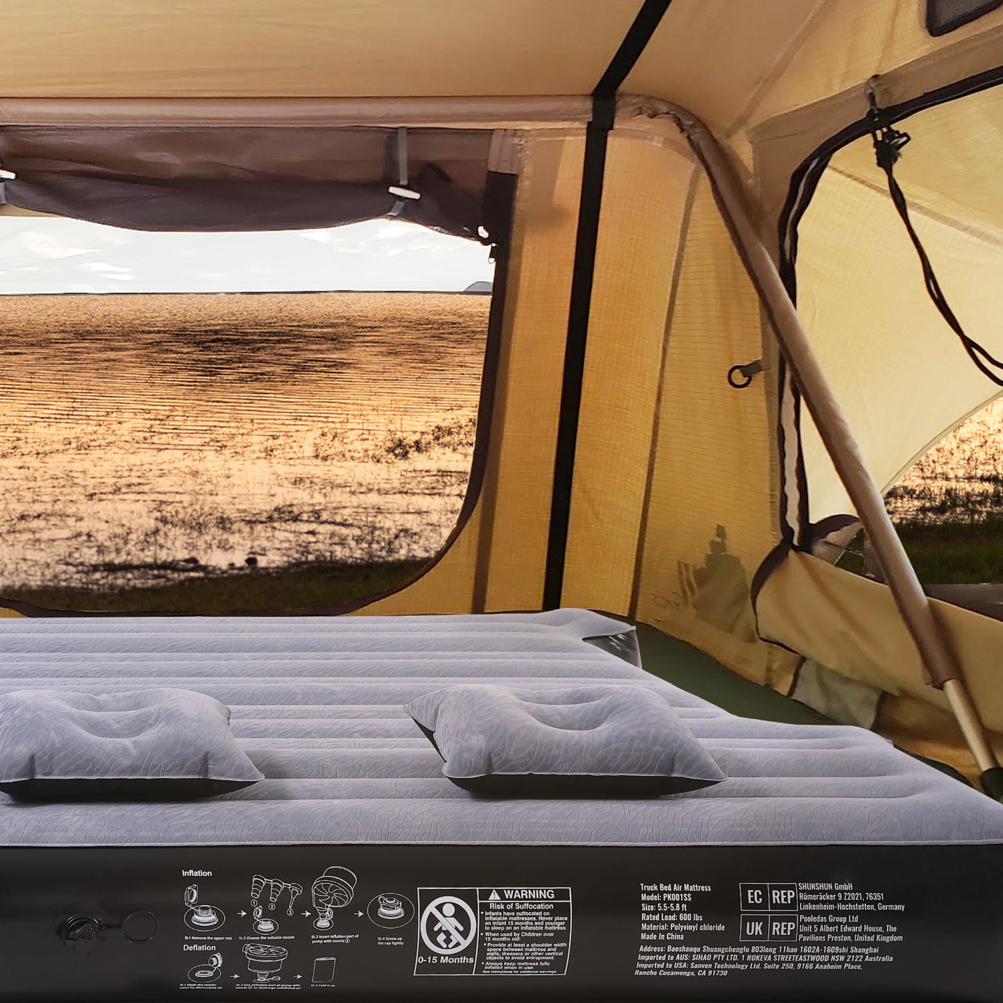 VEVOR Truck Bed Air Mattress 5.5-5.8 ft Full-Size Short Bed Inflatable with Pump