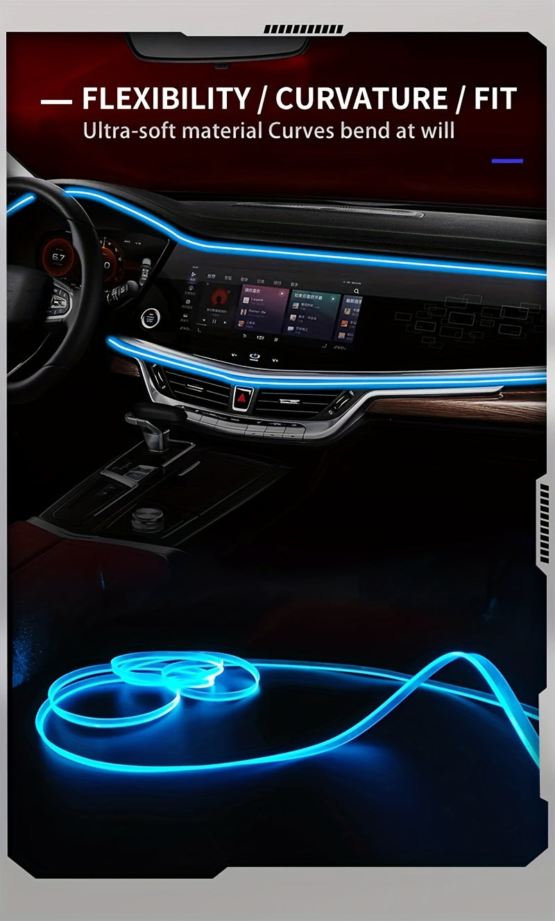 118-Inch Car Interior Neon Lights (Center Console And Dashboard) with Armrest Storage Box, APP Application Control RGB LED Light Strip Suitable for Car Decorative Lighting Additions, Without Battery