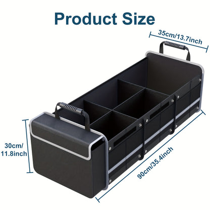 Car Trunk Organizer, Heavy Duty Foldable Storage Organizer, Collapsible Bag Cooler Bag with Lid, 3 Compartments & Straps, Insulated Leakproof Car Cargo Trunk Organizer for Car Truck