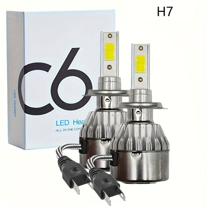 2pcs Headlight H4 H1 H3 Car Lamp H7 H11 9004 9005 9006 9007 Car Led Headlamp Pair, Without Battery