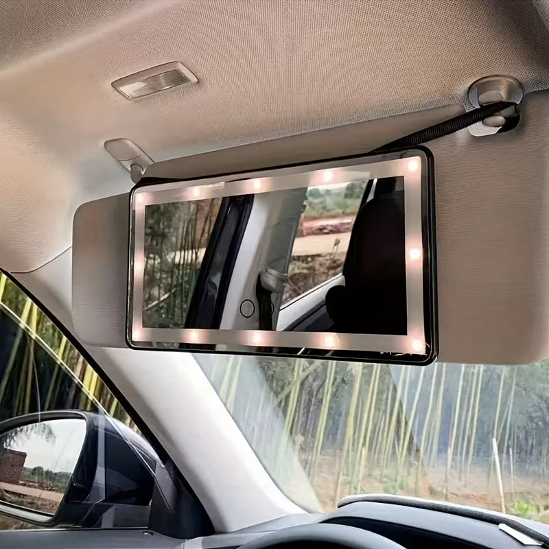 Car Sun Visor Makeup Mirror | USB-powered with Included Charging Cable, Features 3 Light Modes and LED Illumination, Suitable for Cars, Trucks, and SUVs, Perfect Gift for Women, Essential Road Trip Companion, Ideal for Female Drivers