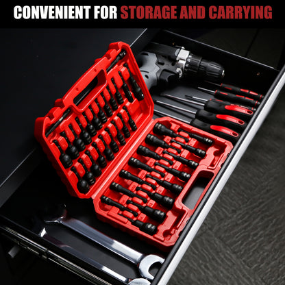 AMM 39pcs Magnetic Nut Driver Kit for Impact Drills, Featuring Both Metric And SAE Impact Driver Bits, a Bit Extension, And a Drill Bit Adapter with a 1/4" Hex Shank Made of Cr-V Steel