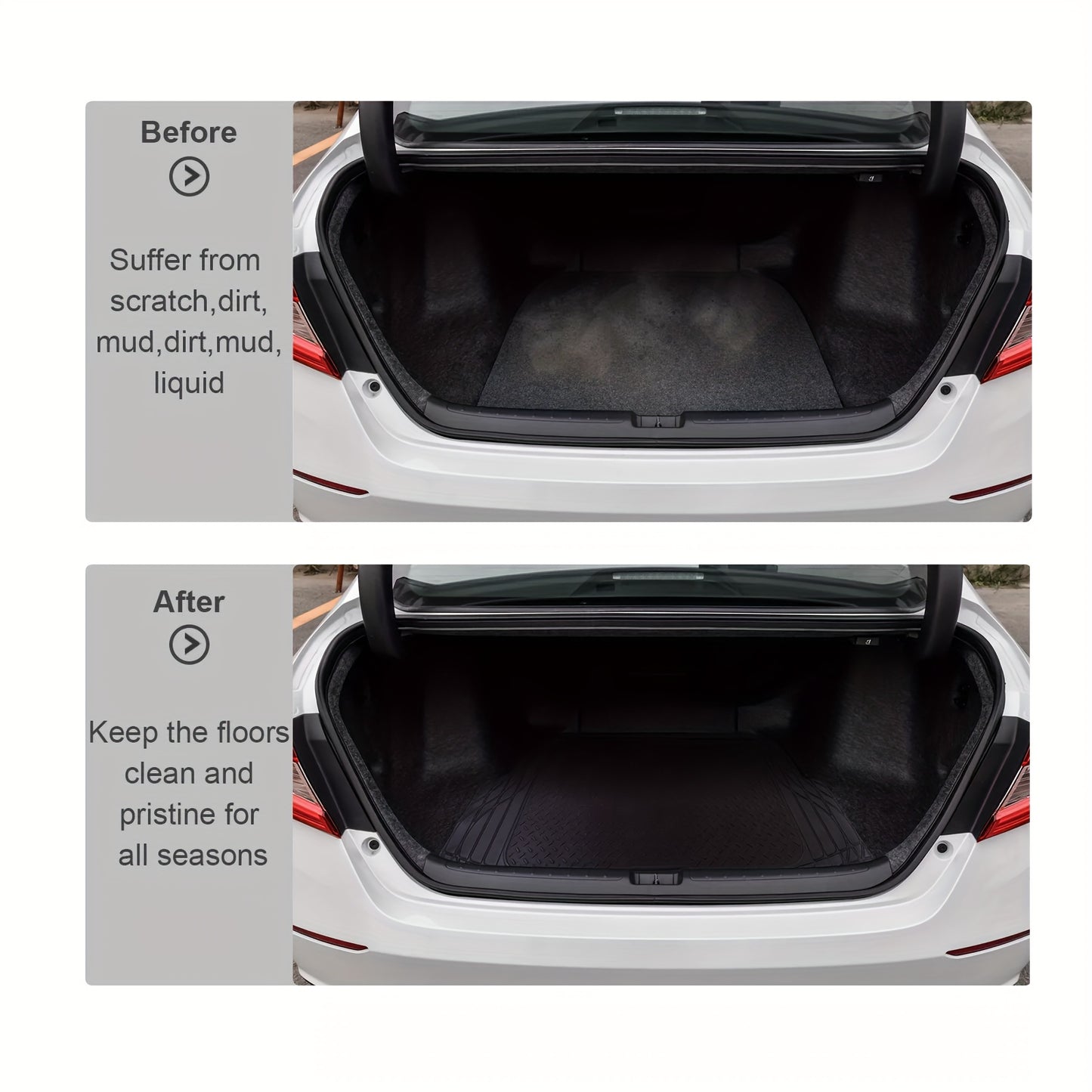 Vehicle Mat Universal Fit Trunk Cargo Liner All Weather Protection Seat Back Protector Trim-to-Fit Trunk Mat Compatible with Most Cars SUV Sedan