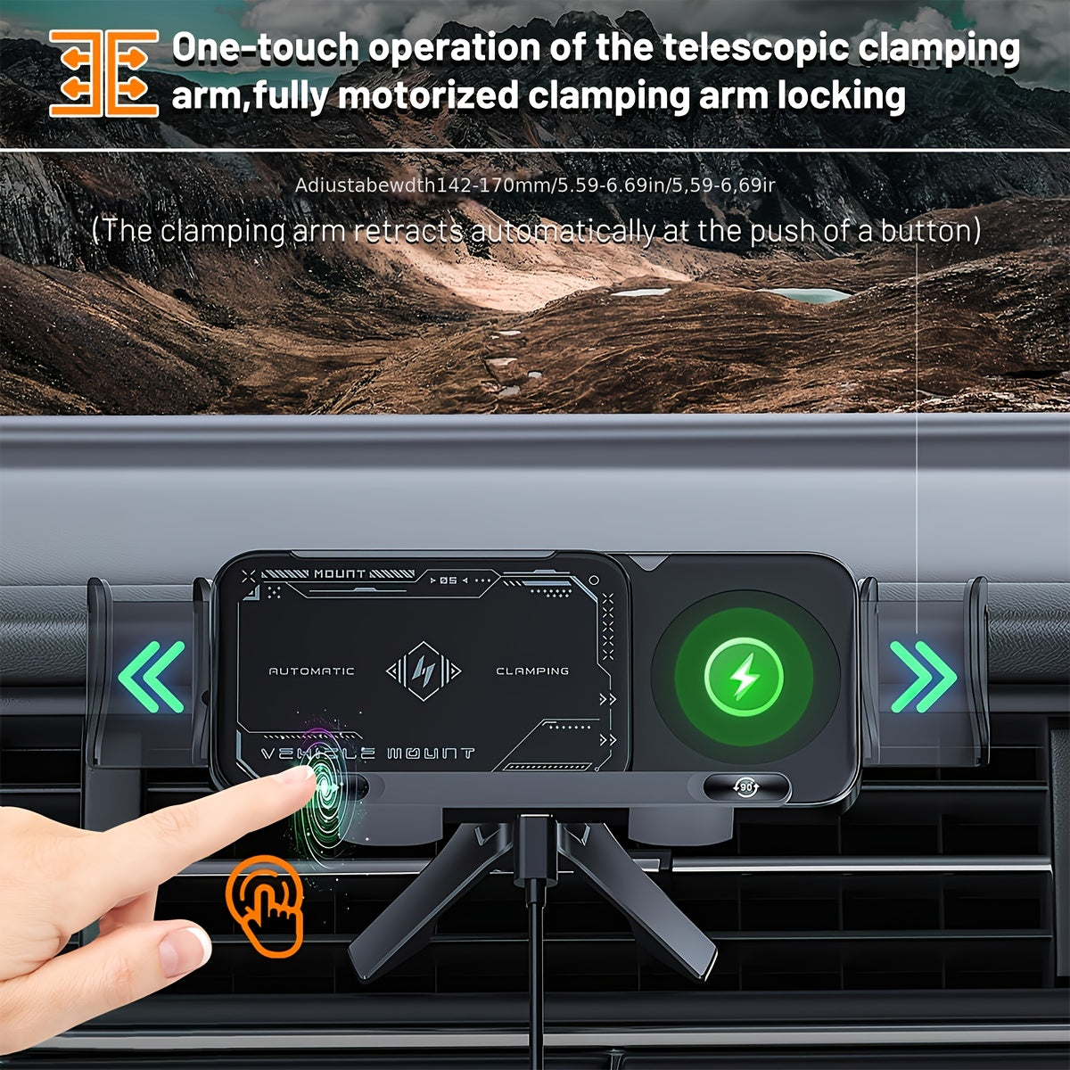 Car Holder with Wireless Fast Charging for Foldable Screen Phones Suitable for iPhone 8/X/11/12/13/14/15 Series, Samsung Note20/10/9/8 Series, S10/9/8 Series Fold 5, Fold 6/, W23/W24 Wireless Charging Output 5W/7.5W/10W/15W