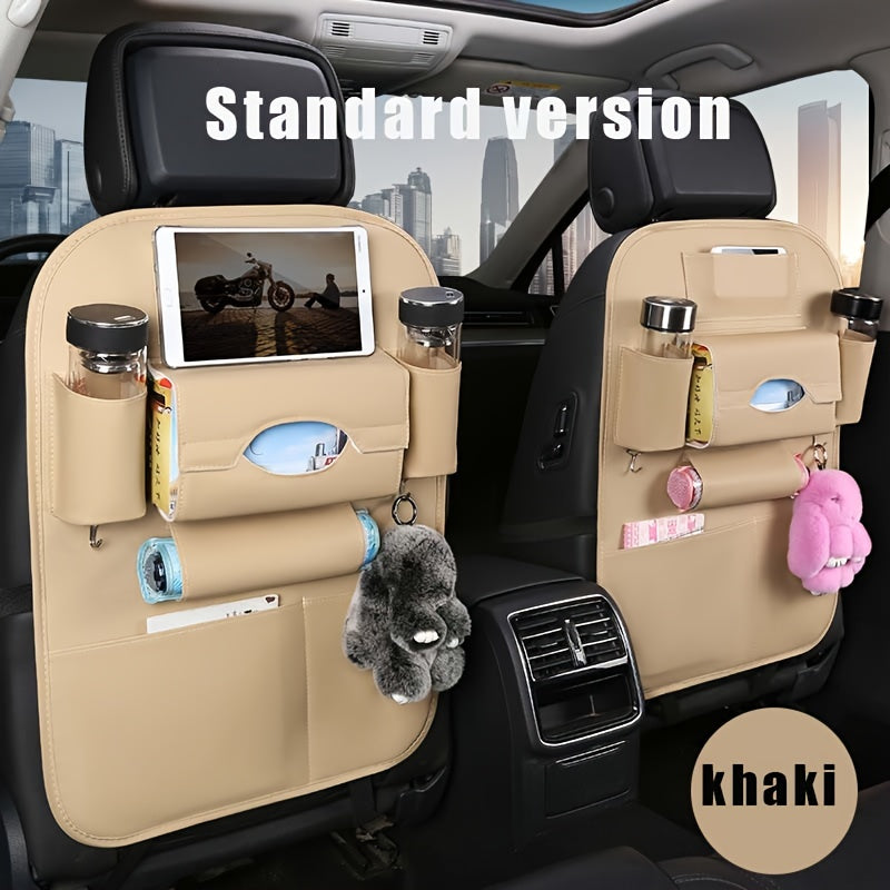 Car Back Seat Organizer 2-Pack – Foldable Table, Kick Mats, Cup Holder, Tissue Box, Laptop Station & Eating Tray – Family Road Trip Storage
