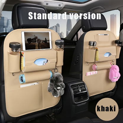 Car Back Seat Organizer 2-Pack – Foldable Table, Kick Mats, Cup Holder, Tissue Box, Laptop Station & Eating Tray – Family Road Trip Storage