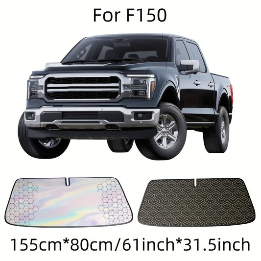 Upgraded Laser Insulation Car Sunshade Thickened 5-Layer Front Windshield Heat Blocker with Diamond Pattern, Fits All Vehicles, Golden/Black Design for Stylish Sun Protection, Vehicle Heat Shield | Stylish Car Accessory | Premium Quality Material