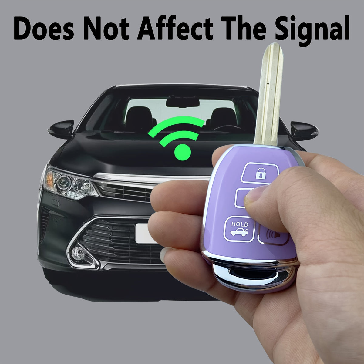Toyota Key Fob Cover Case TPU - Fits Highlander Camry RAV4 Corolla Tacoma Avalon Venza Yaris Scion 2010-2019, Soft Protective Shell, Black White Purple