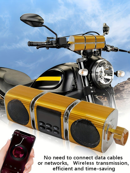 KORBROS Motorcycle Sound Bar With Built-in Amplifier - Wireless, IPX5 Waterproof, USB & AUX Inputs, FM Radio, 12V Metal MP3 Player For Off-Road Bikes, Without Battery