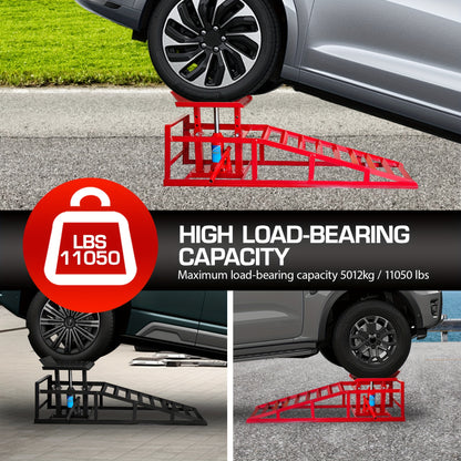 2 Pack Hydraulic Car Ramps, 11050LBS 5T Car Ramp High Lift 9"-14.2", Heavy-duty Iron-made Vehicle Lift Ramp, Automotive Truck Service Ramps For Oil Changes Support Jack For Maintenance