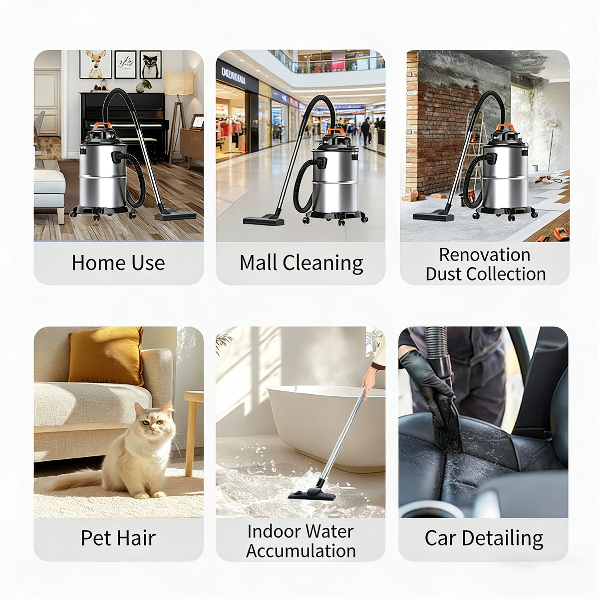 Wet Dry Vacuum Cleaner 5.28–6.6 Gal – High-Power Shop Vac, Super Suction, Efficient Filtration, for Car & Home