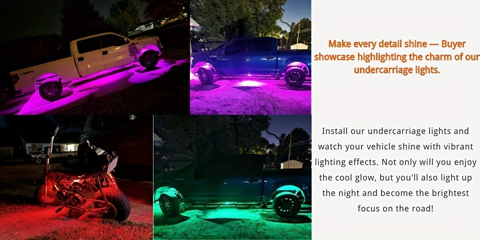 RGB LED Rock Lights Kit 9-LED Pods Sound-Activated App & Remote Control Multicolor Underglow Neon for Trucks SUVs Pickups Off-Road Vehicles 4 6 8 10pcs