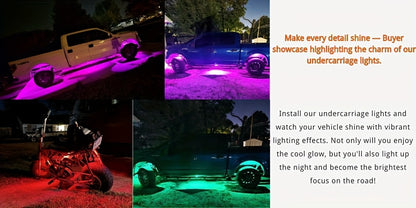 RGB LED Rock Lights Kit 9-LED Pods Sound-Activated App & Remote Control Multicolor Underglow Neon for Trucks SUVs Pickups Off-Road Vehicles 4 6 8 10pcs