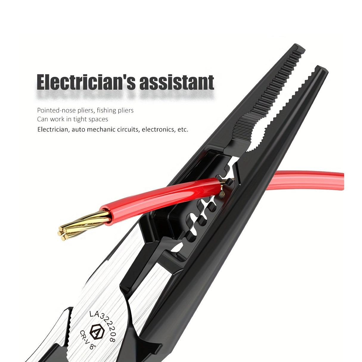 LAOA Insulated Needle-Nose Pliers/Wire Cutters/Diagonal Pliers, Multifunctional Electrician'S Manual Tool That Combines Cutting, Gripping, Twisting Screws, And Crimping Terminals All in One.