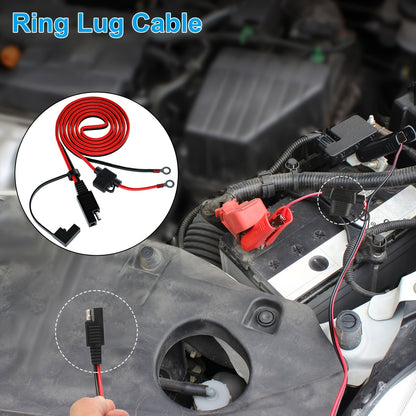 SAE Battery Cable Extension Wire with Fuse – 2pcs (SAE to O-Ring Terminal)
