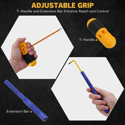 HORUSDY Hex Key Allen Wrench Set Ball End Torx Key Metric (1.5mm-10mm) & SAE (1/16"-3/8") Industrial Grade with Color Coding with T-Handle for Bicycle Repair Household DIY Chrome Vanadium Steel