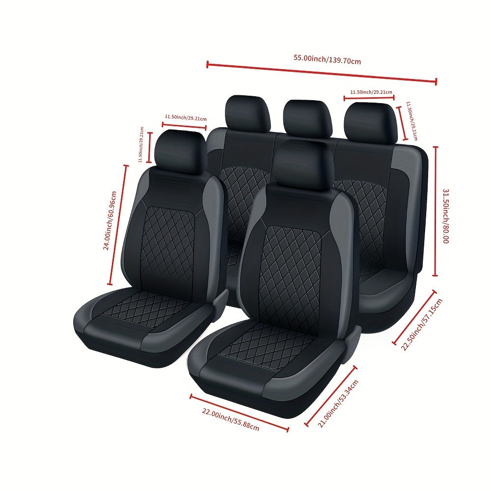 Universal Faux Leather Car Seat Covers Full Set Car Seat Covers Full Set Front Seats And Rear Bench, Universal Fit 5 Seat Covers For SUV, Automotive Truck, for Jeep, for Bmw, Scratch Proof, Car Accessories For Men And Women