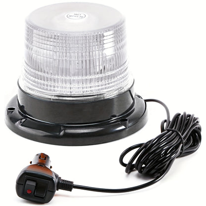 40-LED Amber Beacon Light - High-Brightness Safety Light With Magnetic Base For Trucks, Forklifts, Tractors, Snow Plows, And More - 12V/24V Mini Light Bar, Without Battery