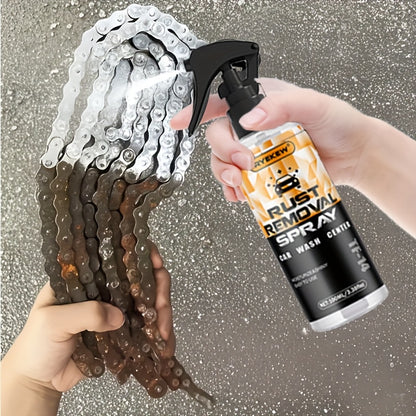 Powerful Metal Rust Remover Spray - Suitable for Chrome, Iron, Alloy And Steel Surfaces. Sprays Effortlessly Without Residue. Safe for Plastic And Rubber. Ideal for Automotive And Household Rust Removal.