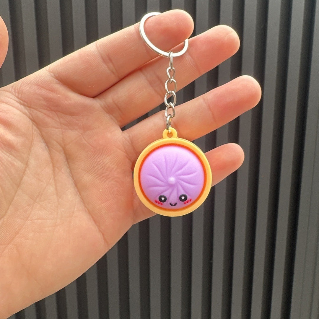 14pcs Keychain Set for Her/Him, Cute Dumpling Keychains in Bulk, Suitable for Classroom Prizes, Gift Bag Stuffing, Steamed Bun And Dumpling Keychains with Steamer Basket, Birthday And Mother'S Day Gifts, Treasure Chest Prizes, Random Colors