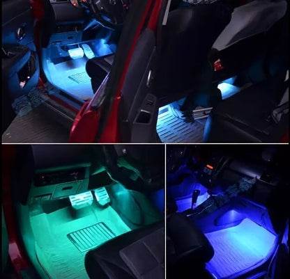 [RGB Decorative Lights] USB DC 5V 48Leds Car Interior Lighting Flexible Neon LED Ambient Light Backlight Music Control RGB Decorative Atmosphere Lights, Without Battery