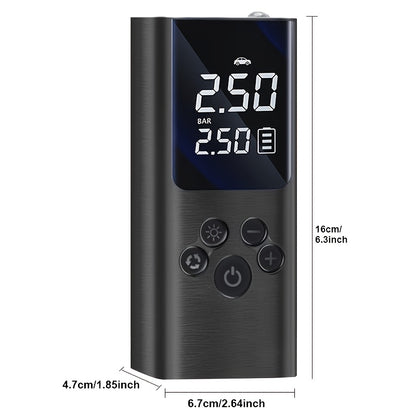 Portable Cordless Tire Inflator with Digital Gauge & LED Light – USB Rechargeable Fast Air Compressor for Car, Bike, Motorcycle & Sports Equipment