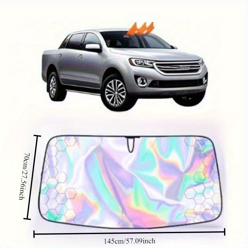 Upgraded Laser Insulation Car Sunshade Thickened 5-Layer Front Windshield Heat Blocker with Diamond Pattern, Fits All Vehicles, Golden/Black Design for Stylish Sun Protection, Vehicle Heat Shield | Stylish Car Accessory | Premium Quality Material