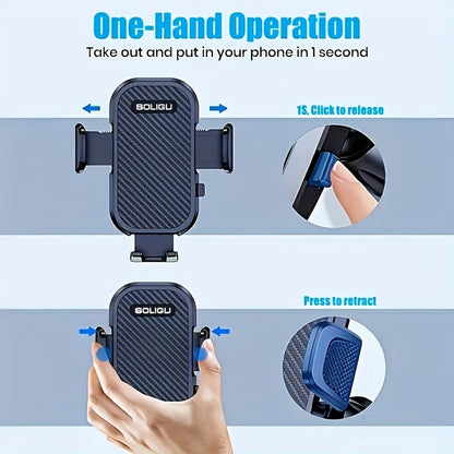 [All Phones Adjustable Car Holder] Soligu Car Phone Holder Mount, Universal Phone Holder Cradle For Car, Adjustable In Vertical And Horizontal Directions With High Stability, Strong Adhesion, Bonus Adhesive Pads For Car Dashboards, Compatibility With All