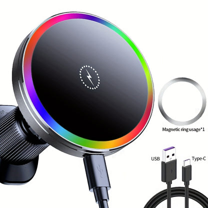 iPhone 12/13/14/15/16 Series Magnetic Car Wireless Charger with Fast Charging, Dual Cooling Fans, Strong Magnetic Base, Air Vent Mount - Qi1 Compatible for Apple iPhone 12-16 (Sleek Circular Design), Vehicle Charging Station, Modern Gadget Accessory, Effi