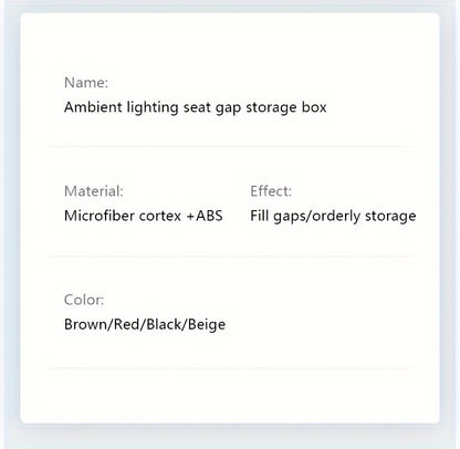 1pc/2pcs Car Seat Gaps Storage Box, Mobile Phone Holder Charger, Sundries Organizer Box with Atmosphere Light, Car Interior Accessories