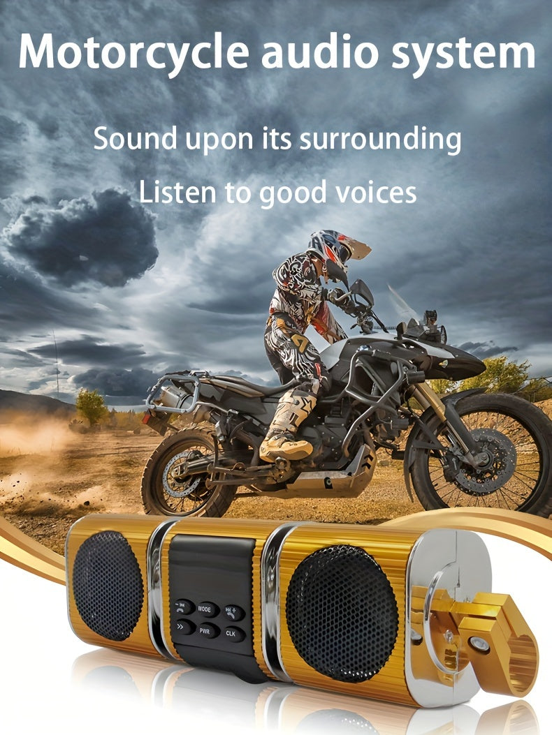 KORBROS Motorcycle Sound Bar With Built-in Amplifier - Wireless, IPX5 Waterproof, USB & AUX Inputs, FM Radio, 12V Metal MP3 Player For Off-Road Bikes, Without Battery