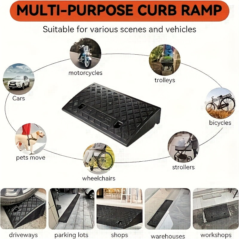 2pcs Car Sidewalk Ramp - Portable Threshold Ramp, Suitable for Sidewalks, Cars, Wheelchairs And Pet Mowing - Ideal for Homeowners And People with Mobility Issues - Outdoor Use - Great Gift for Seniors And Pet Owners