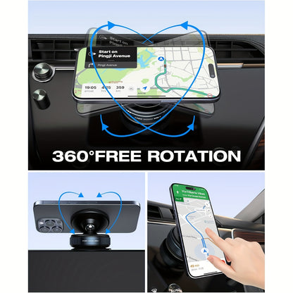 360-Degree Adjustable Vacuum Magnetic Suction Phone Holder, Suitable for Car/Gym/Mirror/Smooth Surface Hands-Free Suction Cup Phone Holder, Compatible with All Smartphones