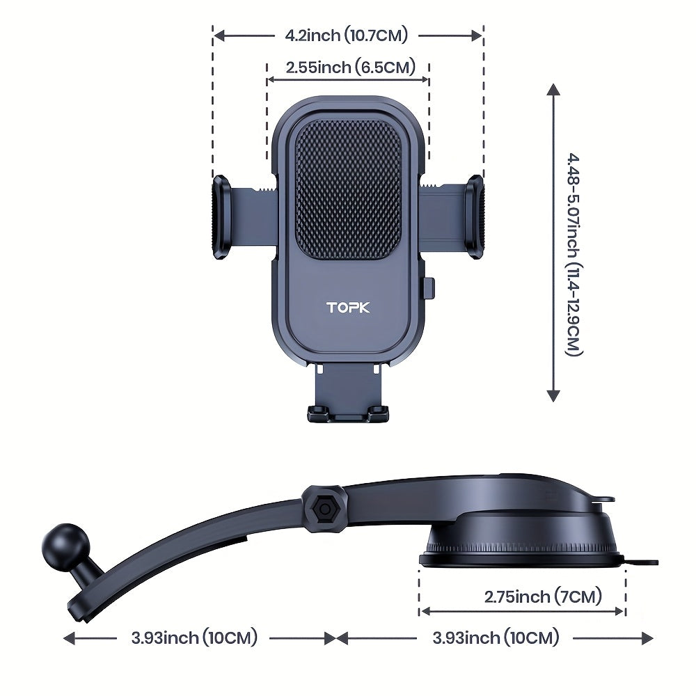 TOPK D40C Car Dashboard Phone Holder, Adjustable In Both Vertical And Horizontal Directions, with High Stability And Strong Adhesion, Suitable for All Types Of Phones.