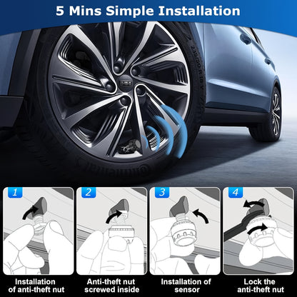 6-Wheel Tire Pressure Monitoring System, Solar Charging Tire Pressure Monitor, with 6 Sensors And 6 Alarm Modes, Real-Time Data Display Suitable for Trucks, Suvs, Vehicles, Enhanced Safety, Host solely Receives