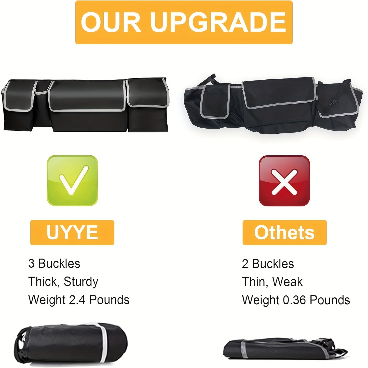 Car Trunk Organizer Foldable Rear Seat Hanging Storage Bag 4 Pockets for SUV Truck MPV Jeep Cargo Accessories Purse Holder