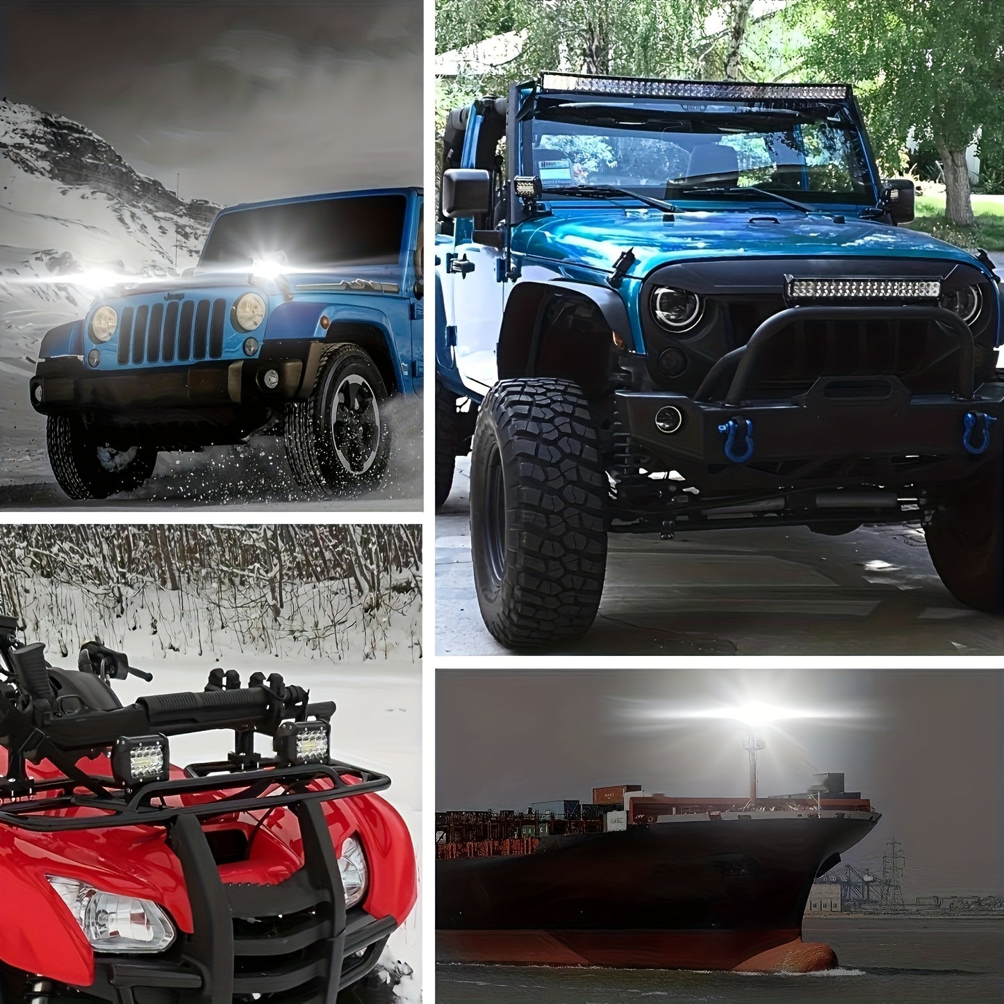 Two 10-Inch LED Light Bars Plus Four 4-Inch Work Pods for Off-Road Trucks, Suitable for Jeeps, Utes, 4Wds, And Atvs, Without Battery