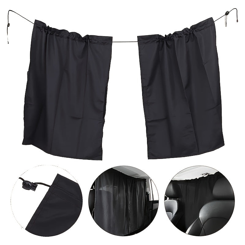 99% Light Blocking Car Curtains, 1 Rear Seat Divider Curtain And 2 Rear Side Window Curtains, Car Curtains for Windows, Wide Sedan SUV Sunshade Covers Car Cabana (Extra Large Car Curtains 3pcs)