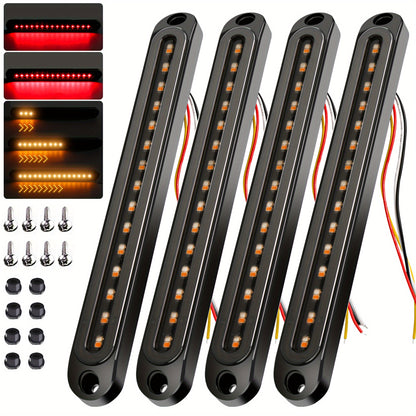 4pcs Smoked Lens LED Trailer Tail Light Bar Brake Stop Turn Signal Lights for Trucks and RV