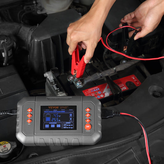 VEVOR Smart Battery Charger, 35-Amp, Lithium LiFePO4 Lead-Acid (AGM/Gel/SLA) Car Battery Charger with LCD Display, Trickle Charger Maintainer Desulfator for Boat Motorcycle Lawn Mower Deep Cycle
