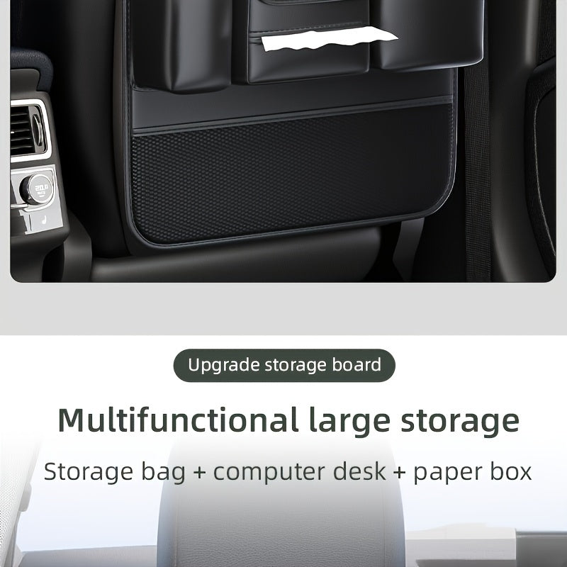 Universal Premium PU Leather Car Seat Back Organizer - Spacious Storage Bag with Back Seat Dining Table, Cup Holder, And Travel Accessories for A Comfortable Ride