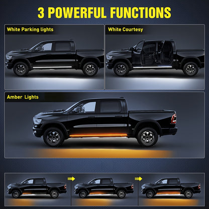 2pcs 70 Inch LED Pickup Truck Pedal Light, LED Light Decorative Light Strips, Truck Lights Strip, High-Brightness Neon Light Parts for Off-Road Trucks, SUV, Perfect for Drivers Gift (Yellow And White), Without Battery