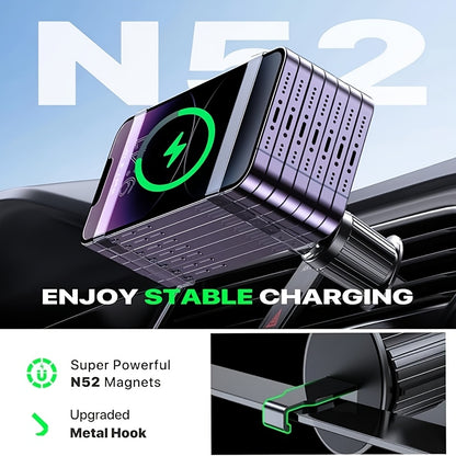 for Magnetic Car Mount Charger, 15W Fast Charging Magnetic Wireless Car Charger, Air Vent Car Phone Holder Charger Only Fit for iPhone 17 Pro Max/16/15/14/13/12 Series And Phones with Magnetic Cases(Note: Not Include Metal Rings)