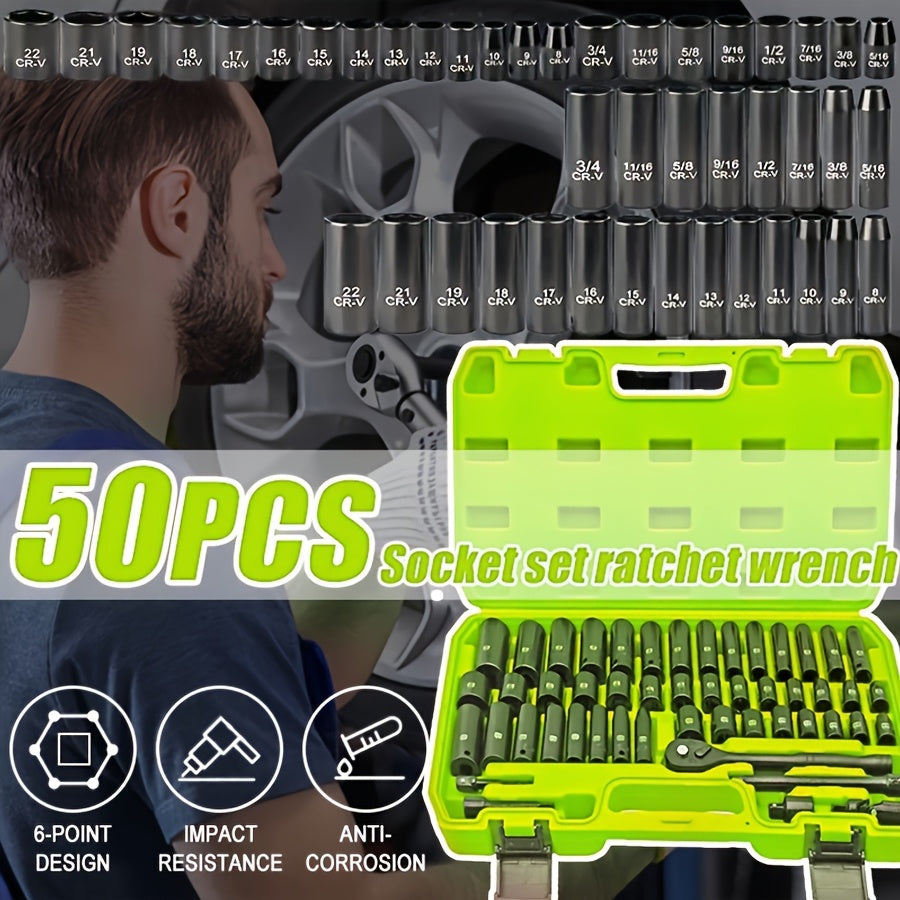 44/34+1/50 Sets of Professional-Sized 1/2-Inch Drive Pneumatic Screwdrivers, Including Both Long-Handled And Short-Handled Screwdrivers, Are Part of a Comprehensive Household Repair Tool Kit Suitable for Automotive Mechanical Maintenance