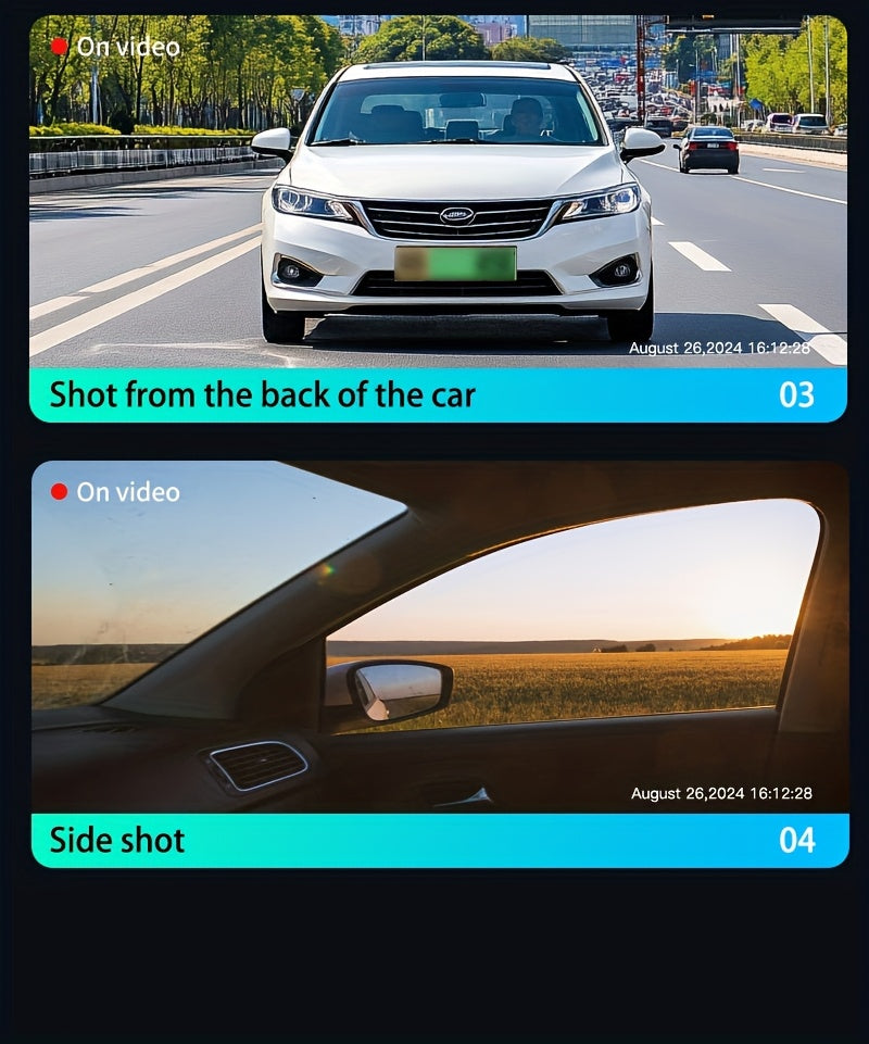 AXH 360° Panoramic 3/4 Lens Channel 1080P HD Ultimate Safety Dash Cam Set, 1080P Front and 720P Full Coverage Front, Rear, Left, and Right, Quad-Split Screen Display, HD Night Vision, WDR, G-Sensor, Loop Recording - Car Accessories/Car Dash