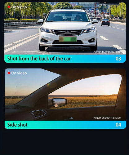 AXH 360° Panoramic 3/4 Lens Channel 1080P HD Ultimate Safety Dash Cam Set, 1080P Front and 720P Full Coverage Front, Rear, Left, and Right, Quad-Split Screen Display, HD Night Vision, WDR, G-Sensor, Loop Recording - Car Accessories/Car Dash