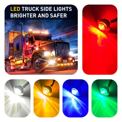 10pcs Car Side Lights, LED Truck Side Signal Lights, Decorative Lights, Small Car Bulbs, Steady Light with Flashing Mode, Metal Frame