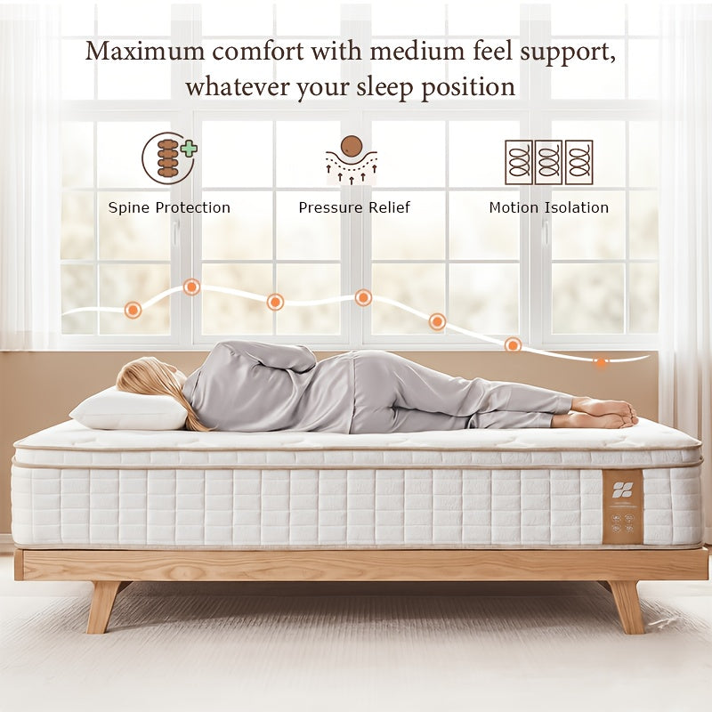6/12/14/16 Inch Hybrid Spring Mattress, Twin Full Queen King Size, Ergonomic Medium Firm Support Mattress, Luxury Comfort for Home, RV And Camper Use