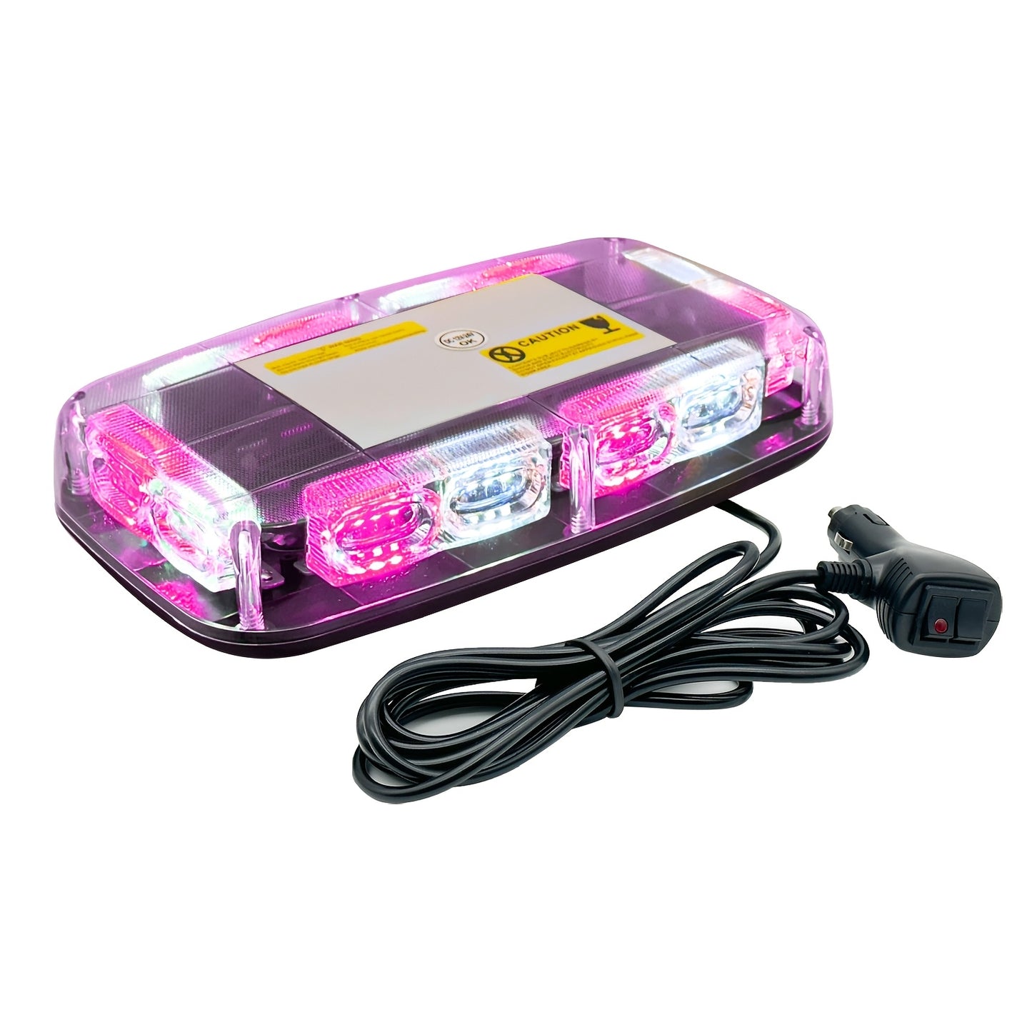Mini Beacon Light Bar with 48 Leds And a Magnetic Base, Designed for High Visibility in Off-Road Work, Suitable for Snow Plow Trucks And Construction Vehicles - Amber And White Colors, Without Battery