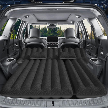 SUV Air Mattress: Inflatable Car Air Mattress for Camping, Flocking Car Bed with Air Pump And 2 Pillows, Portable Sleeping Pad Mattress for Home Car Travel Camping Black